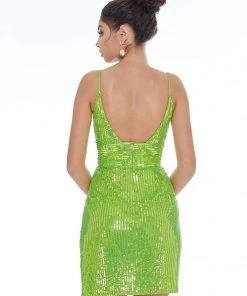 Ashley Lauren - 4275 Sequined Plunging V-neck Fitted Dress