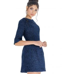 Ashley Lauren - 4278 Quarter Length Sleeve Jewel Neck A-line Dress