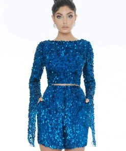 Ashley Lauren - 4288 Two Piece Beaded Long Sleeve Romper