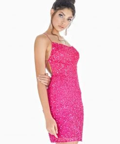 Ashley Lauren - 4293 Beaded Lace-Up Sheath Cocktail Dress