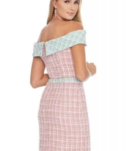 Ashley Lauren - 4329 Tweed Off-Shoulder Sheath Cocktail Dress