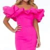 Ashley Lauren - 4337 Puff Ruffle Off Shoulder Sheath Cocktail Dress 1 Ashley Lauren - 4337 Puff Ruffle Off Shoulder Sheath Cocktail Dress