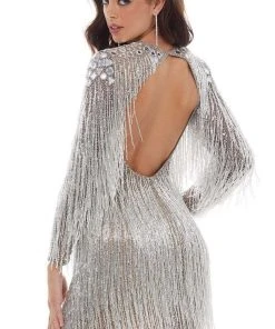 Ashley Lauren - 4414 Fringe Jewel Sheath Cocktail Dress 16 Ashley Lauren - 4414 Fringe Jewel Sheath Cocktail Dress