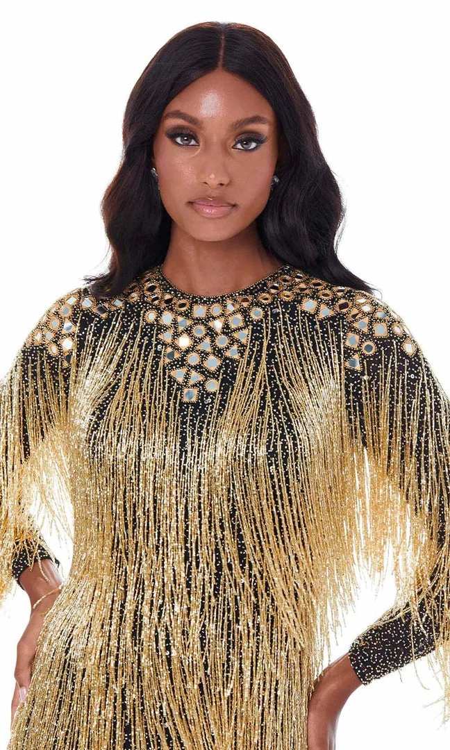 Ashley Lauren - 4414 Fringe Jewel Sheath Cocktail Dress 6 Ashley Lauren - 4414 Fringe Jewel Sheath Cocktail Dress