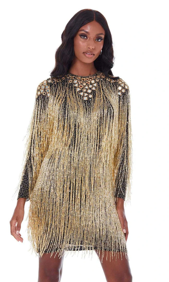 Ashley Lauren - 4414 Fringe Jewel Sheath Cocktail Dress 5 Ashley Lauren - 4414 Fringe Jewel Sheath Cocktail Dress