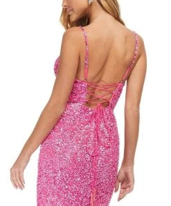 Ashley Lauren - 4436 Plunging V-Neck Empire Sheath Dress