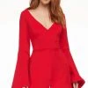 Ashley Lauren - 4442 V-Neck Fitted Romper 2 Ashley Lauren - 4442 V-Neck Fitted Romper