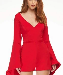 Ashley Lauren - 4442 V-Neck Fitted Romper