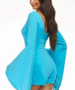 Ashley Lauren - 4442 V-Neck Fitted Romper 13 Ashley Lauren - 4442 V-Neck Fitted Romper