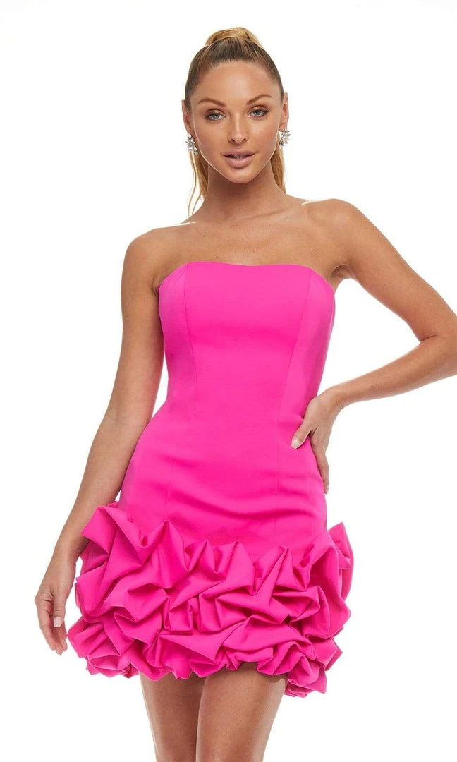 Ashley Lauren - 4443 Strapless Minimal Ruffled Short Dress 5 Ashley Lauren - 4443 Strapless Minimal Ruffled Short Dress