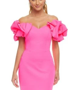 Ashley Lauren - 4451 Ruffled Sleeves Off Shoulder Dress