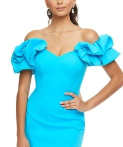 Ashley Lauren - 4451 Ruffled Sleeves Off Shoulder Dress