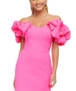 Ashley Lauren - 4451 Ruffled Sleeves Off Shoulder Dress