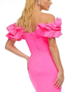 Ashley Lauren - 4451 Ruffled Sleeves Off Shoulder Dress