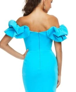 Ashley Lauren - 4451 Ruffled Sleeves Off Shoulder Dress