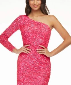 Ashley Lauren - 4457 Full Sequins One Shoulder Fitted Cocktail Dress 22 Ashley Lauren - 4457 Full Sequins One Shoulder Fitted Cocktail Dress