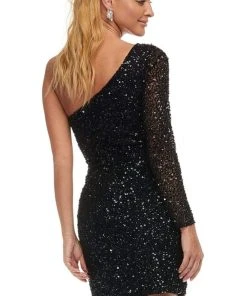 Ashley Lauren - 4457 Full Sequins One Shoulder Fitted Cocktail Dress 19 Ashley Lauren - 4457 Full Sequins One Shoulder Fitted Cocktail Dress