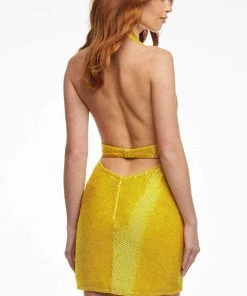 Ashley Lauren - 4459 Bead-Showered Plunging Cocktail Dress