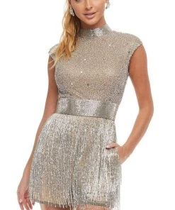 Ashley Lauren - 4460 High Neck Fitted Romper 12 Ashley Lauren - 4460 High Neck Fitted Romper