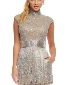 Ashley Lauren - 4460 High Neck Fitted Romper 14 Ashley Lauren - 4460 High Neck Fitted Romper