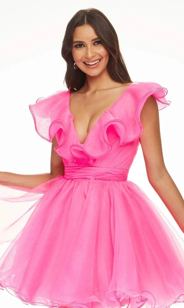 Ashley Lauren - 4464 Ruffled Plunging V-Neck Cocktail Dress 3 Ashley Lauren - 4464 Ruffled Plunging V-Neck Cocktail Dress