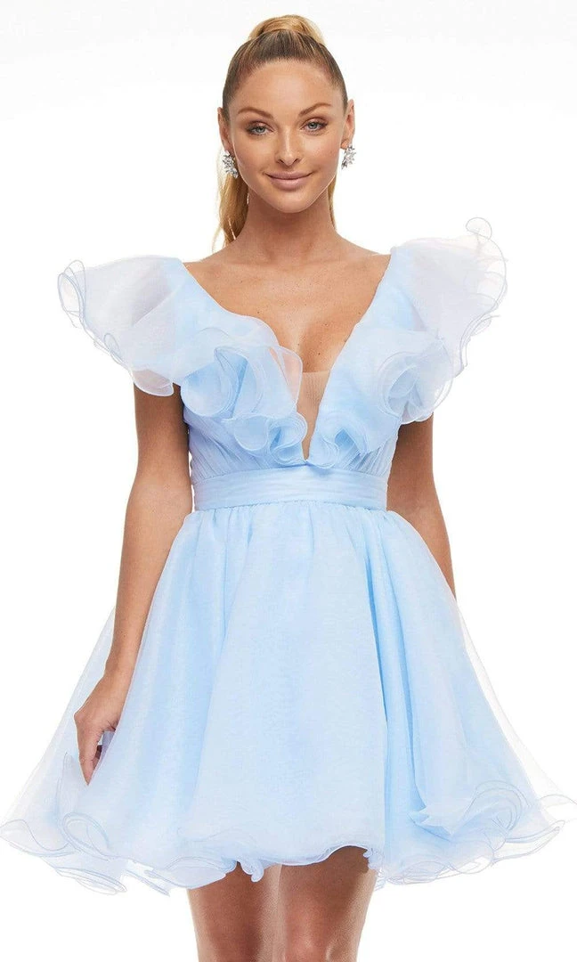 Ashley Lauren - 4464 Ruffled Plunging V-Neck Cocktail Dress 7 Ashley Lauren - 4464 Ruffled Plunging V-Neck Cocktail Dress