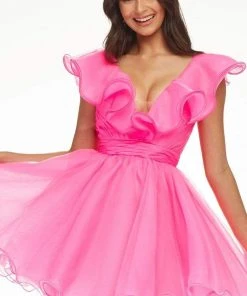 Ashley Lauren - 4464 Ruffled Plunging V-Neck Cocktail Dress 12 Ashley Lauren - 4464 Ruffled Plunging V-Neck Cocktail Dress