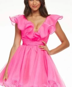 Ashley Lauren - 4464 Ruffled Plunging V-Neck Cocktail Dress 13 Ashley Lauren - 4464 Ruffled Plunging V-Neck Cocktail Dress