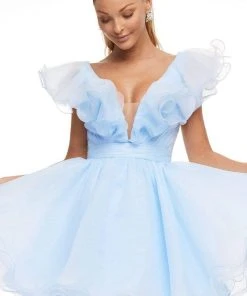 Ashley Lauren - 4464 Ruffled Plunging V-Neck Cocktail Dress 17 Ashley Lauren - 4464 Ruffled Plunging V-Neck Cocktail Dress