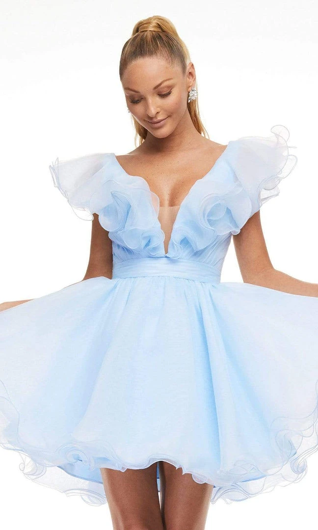 Ashley Lauren - 4464 Ruffled Plunging V-Neck Cocktail Dress 10 Ashley Lauren - 4464 Ruffled Plunging V-Neck Cocktail Dress