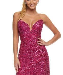 Ashley Lauren - 4474 V-Neck Sheath Cocktail Dress