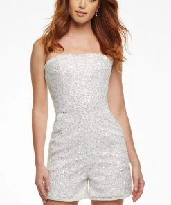 Ashley Lauren - 4479 Strapless Sequined Romper 5 Ashley Lauren - 4479 Strapless Sequined Romper