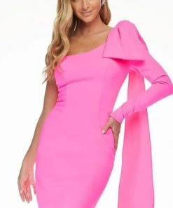 Ashley Lauren - 4480 Bow Tie Single Shoulder Midi Dress