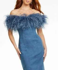 Ashley Lauren - 4481 Straight Across Denim Short Dress