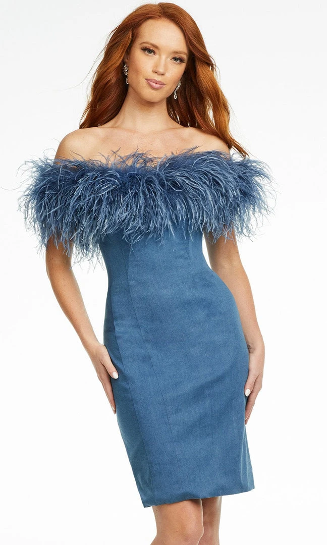 Ashley Lauren - 4481 Straight Across Denim Short Dress 3 Ashley Lauren - 4481 Straight Across Denim Short Dress