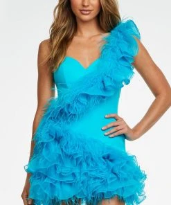 Ashley Lauren - 4482 Sweetheart Ruffled Feather Dress