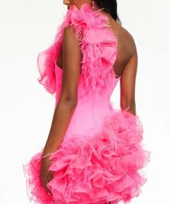 Ashley Lauren - 4482 Sweetheart Ruffled Feather Dress