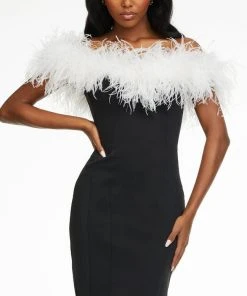 Ashley Lauren - 4490 Off Shoulder Feather Short Dress 13 Ashley Lauren - 4490 Off Shoulder Feather Short Dress