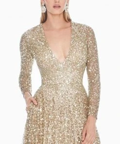 Ashley Lauren - Ombre Sequined V-neck A-line Dress 1456 9 Ashley Lauren - Ombre Sequined V-neck A-line Dress 1456