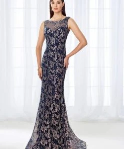 Cameron Blake By Mon Cheri Cameron Blake - 118671 Illusion Lace Bateau Evening Dress