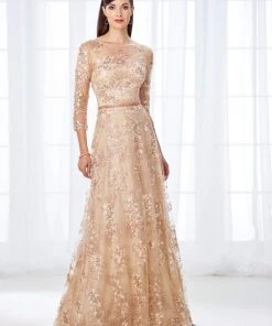 Cameron Blake By Mon Cheri Cameron Blake - 118682 Quarter-Length Sleeve A-line Gown