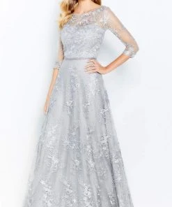 Cameron Blake By Mon Cheri Cameron Blake - 118682 Quarter-Length Sleeve A-line Gown