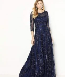 Cameron Blake By Mon Cheri Cameron Blake - 118682 Quarter-Length Sleeve A-line Gown