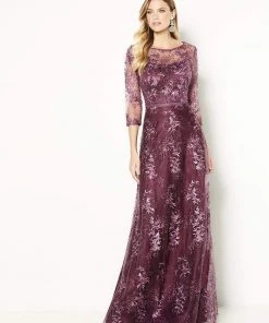 Cameron Blake By Mon Cheri Cameron Blake - 118682 Quarter-Length Sleeve A-line Gown