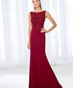 Cameron Blake By Mon Cheri Cameron Blake - 118684 Shimmering Bateau Beaded Lace Jersey Gown 9 Cameron Blake By Mon Cheri Cameron Blake - 118684 Shimmering Bateau Beaded Lace Jersey Gown