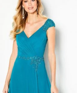 Cameron Blake By Mon Cheri Cameron Blake - 219684 Beaded V-neck Chiffon Sheath Dress