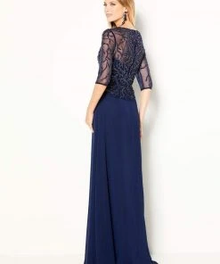 Cameron Blake By Mon Cheri Cameron Blake - 219688 Beaded V-neck Chiffon A-line Dress