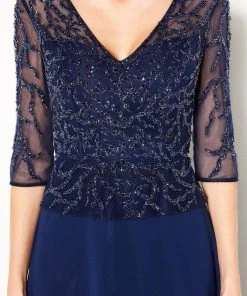 Cameron Blake By Mon Cheri Cameron Blake - 219688 Beaded V-neck Chiffon A-line Dress