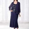 Cameron Blake By Mon Cheri Cameron Blake - 4 Piece Mother Of The Bride Formal Ensemble 218621 - 1 Pc Navy In Size 18 Available