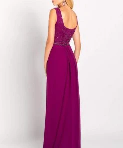 Cameron Blake By Mon Cheri - 119641W Asymmetrical Beaded Chiffon Gown